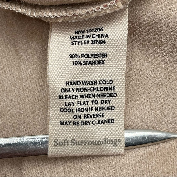 New Soft Surroundings Medium Draped Jacket Cardigan Rustic Botanical Faux Suede - Picture 8 of 15